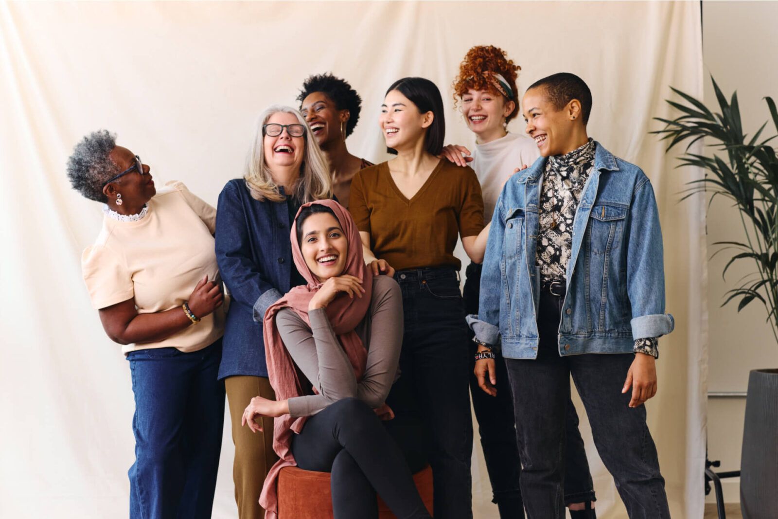 Portrait of cheerful mixed age range multi ethnic women