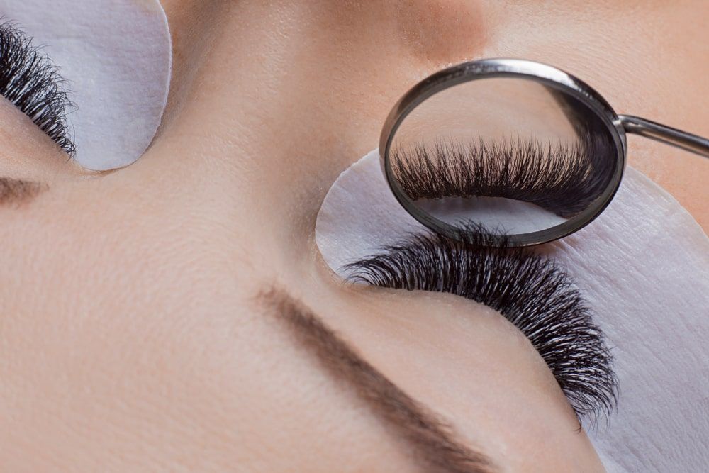 Eyelash extension procedure.