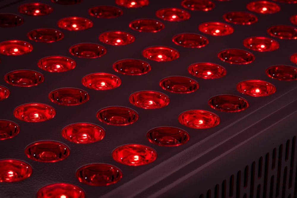 detail of red light therapy panel for skin health